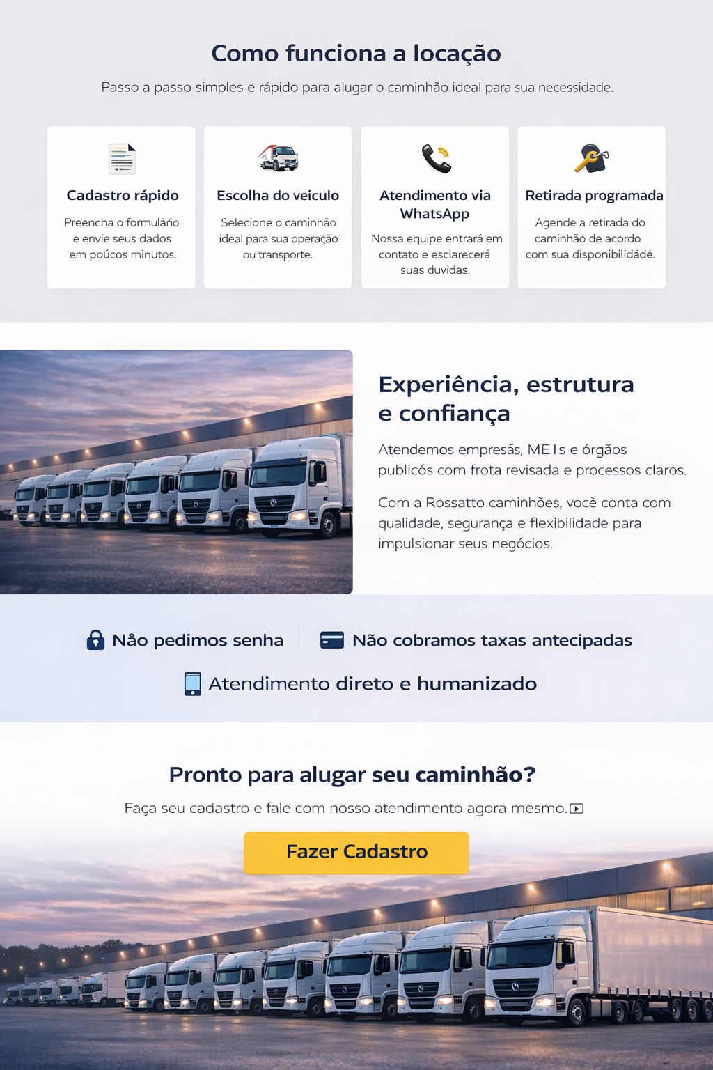 Como funciona a locação Rossatto Caminhões